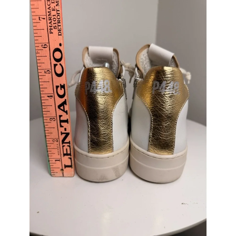 P448 Thea Mid Millennium White Gold Leather Platform Sneakers EU 40 US 9.5 - Picture 12 of 12